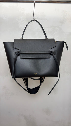 Celine Black Leather Belt Bag with Additional Logo Strap