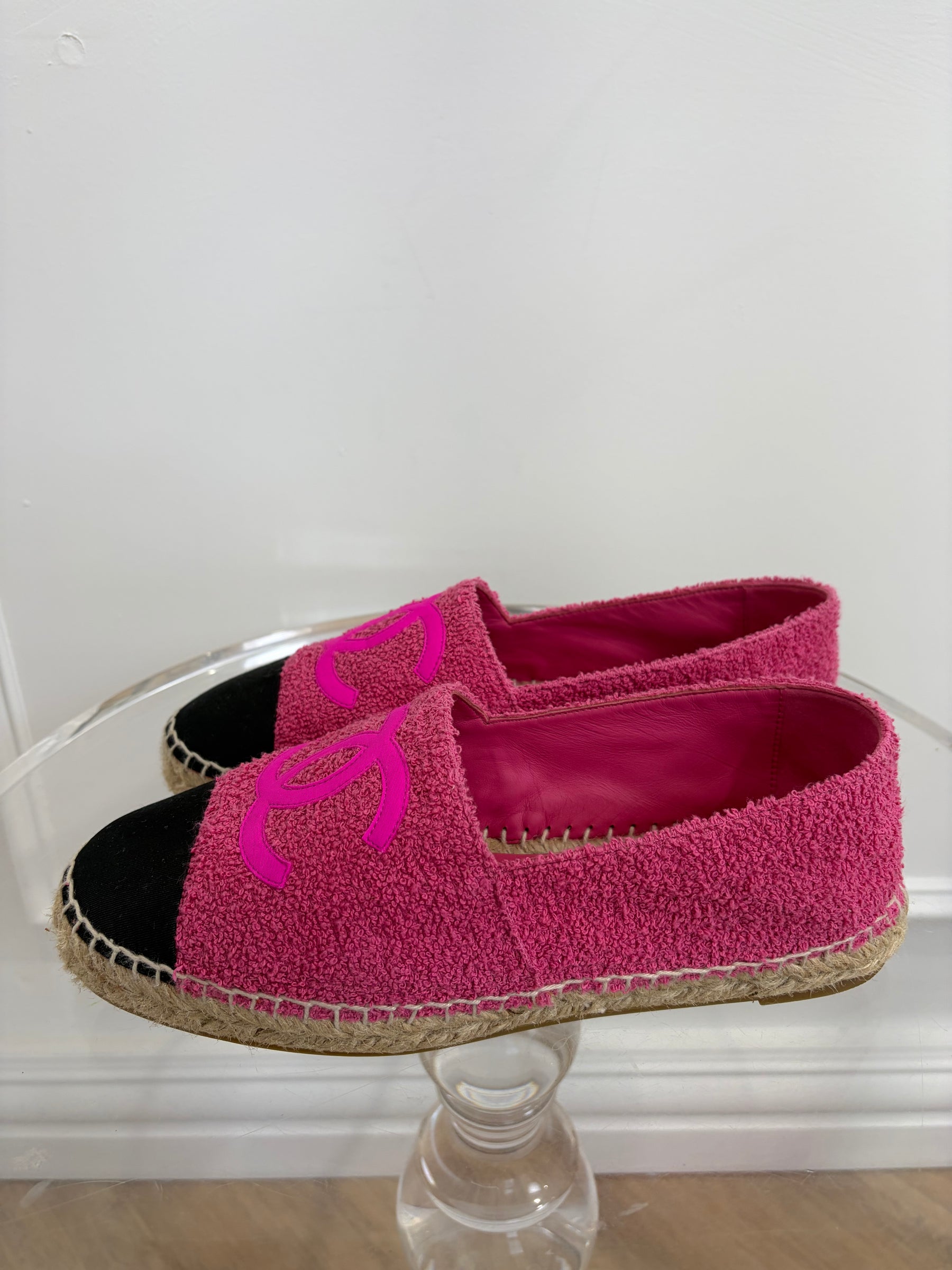 Chanel Pink Terry Logo Espadrilles, 41