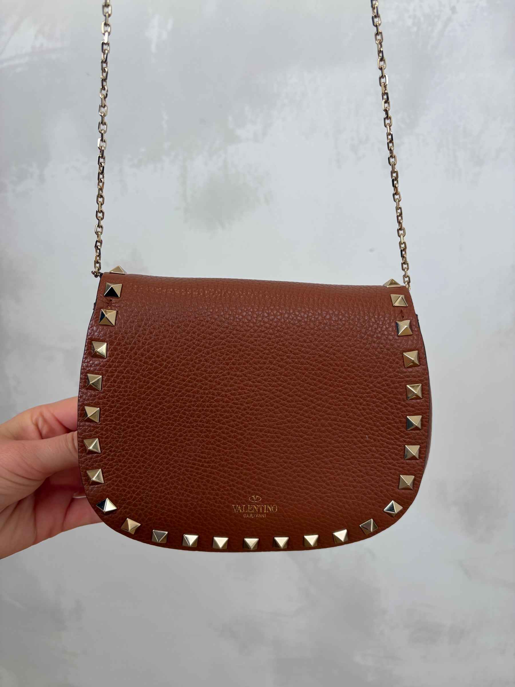 Valentino Garavani Rockstud Grained Leather Mini Bag Gold Hardware