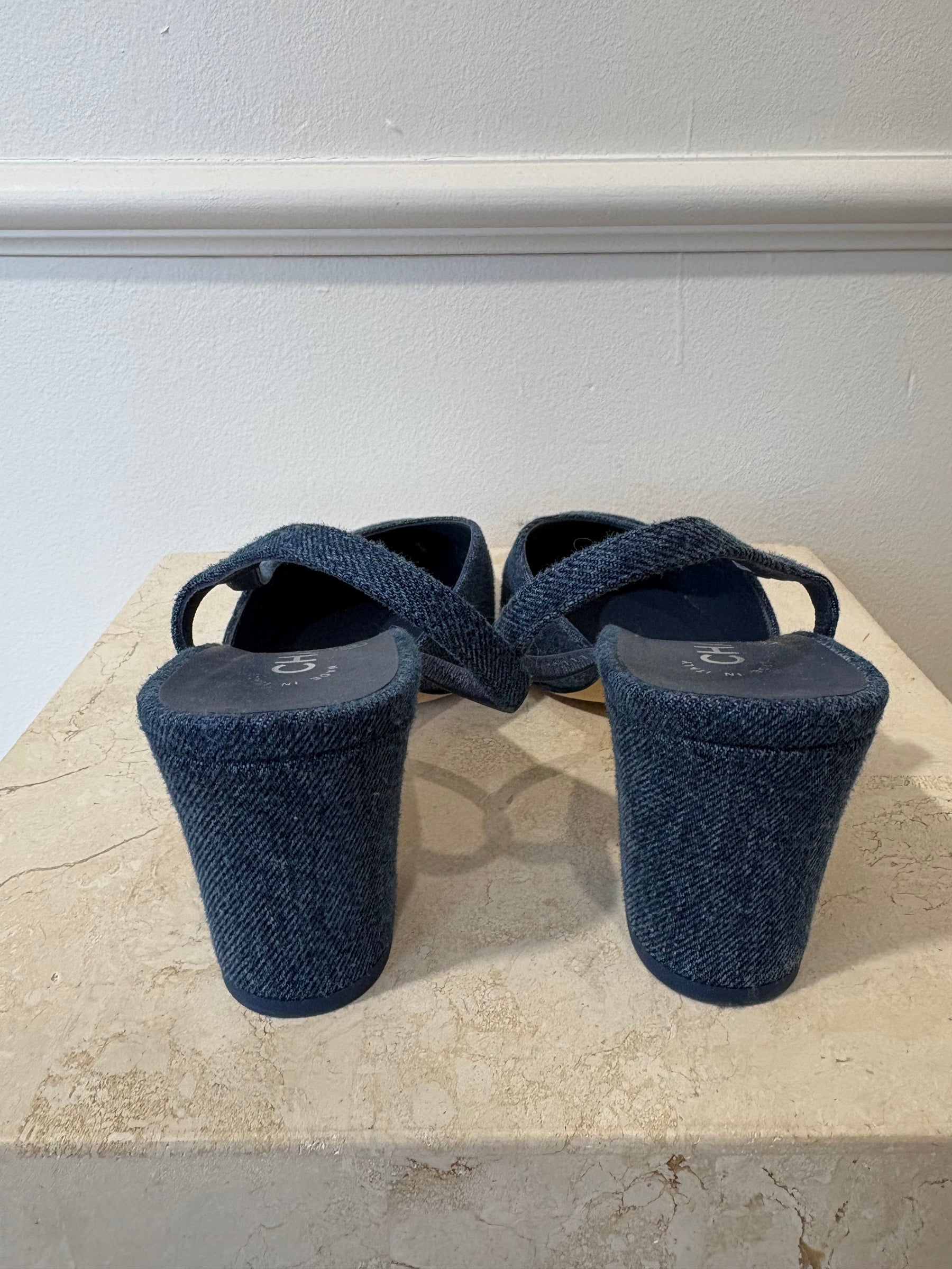 Chanel Blue Denim Heeled Slingbacks, 39.5C