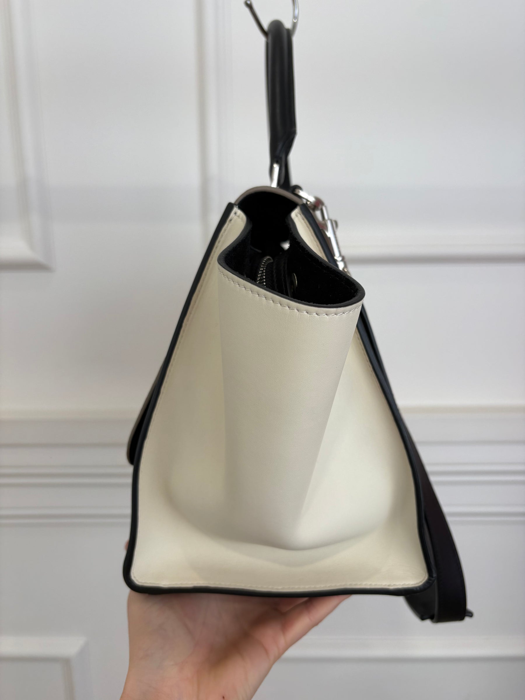Celine Black, Taupe and Cream Leather Trapeze Bag