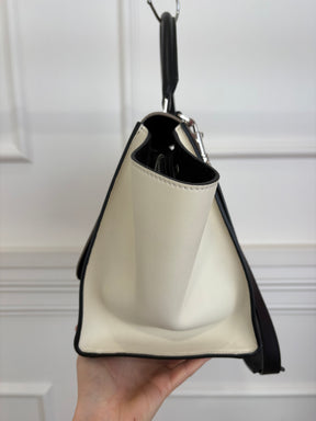 Celine Black, Taupe and Cream Leather Trapeze Bag