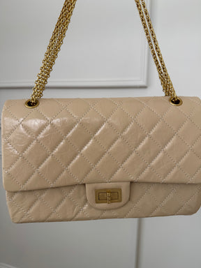 Chanel Beige Patent Leather Reissue 2.55 Jumbo Flap Bag