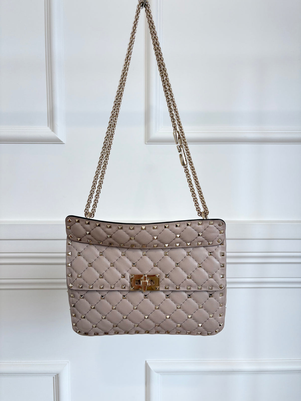 Valentino Rose Poudre Top Handle 'Spike' Rockstud Bag