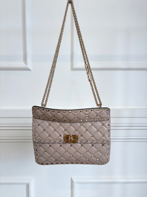 Valentino Rose Poudre Top Handle 'Spike' Rockstud Bag