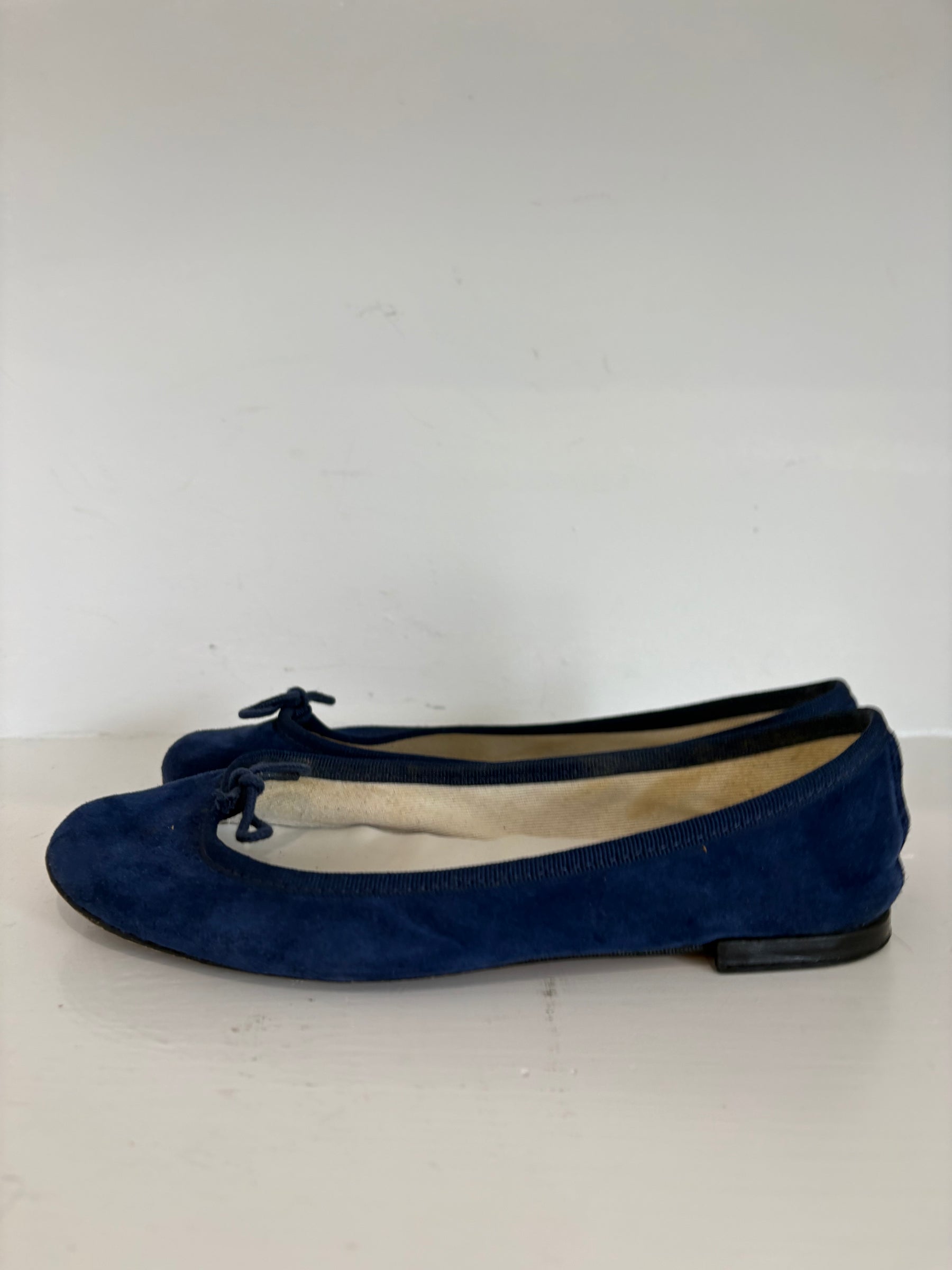 Repetto Navy Suede Ballet Flats, 36