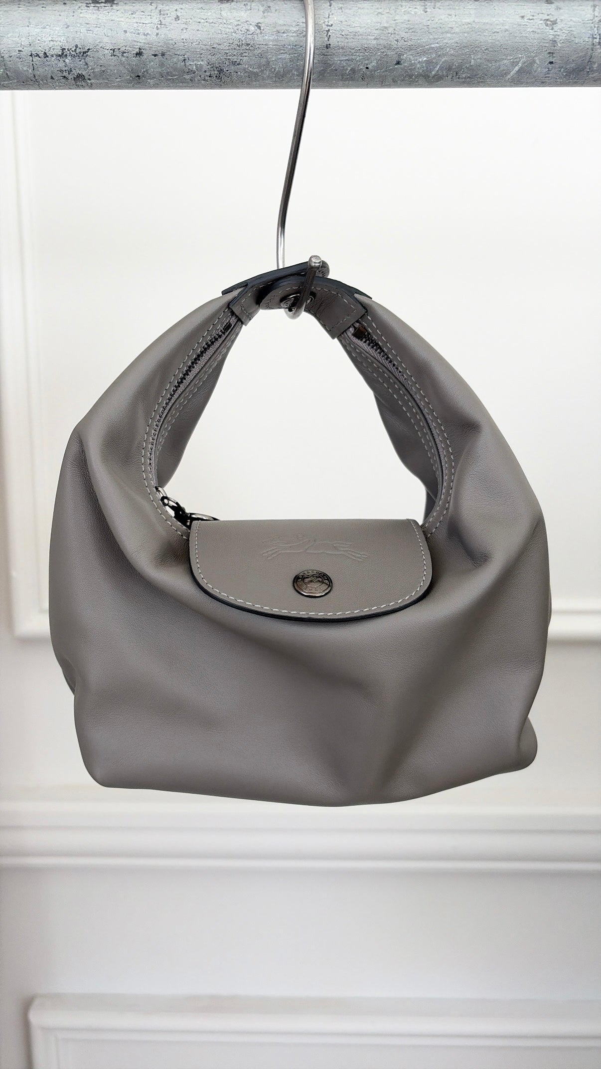Longchamp Grey Leather Xtra Handbag XS