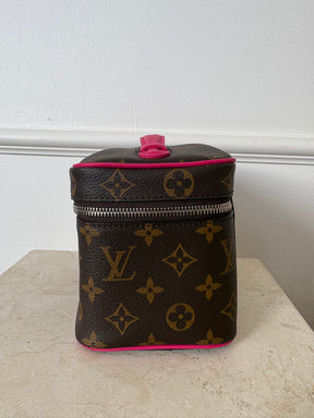 Louis Vuitton Canvas Monogram Nice Mini Toiletry Bag with Pink Leather Trim