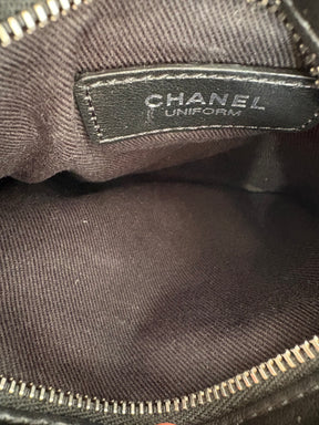 Chanel Uniform Black Quilted Leather Pochette Bag