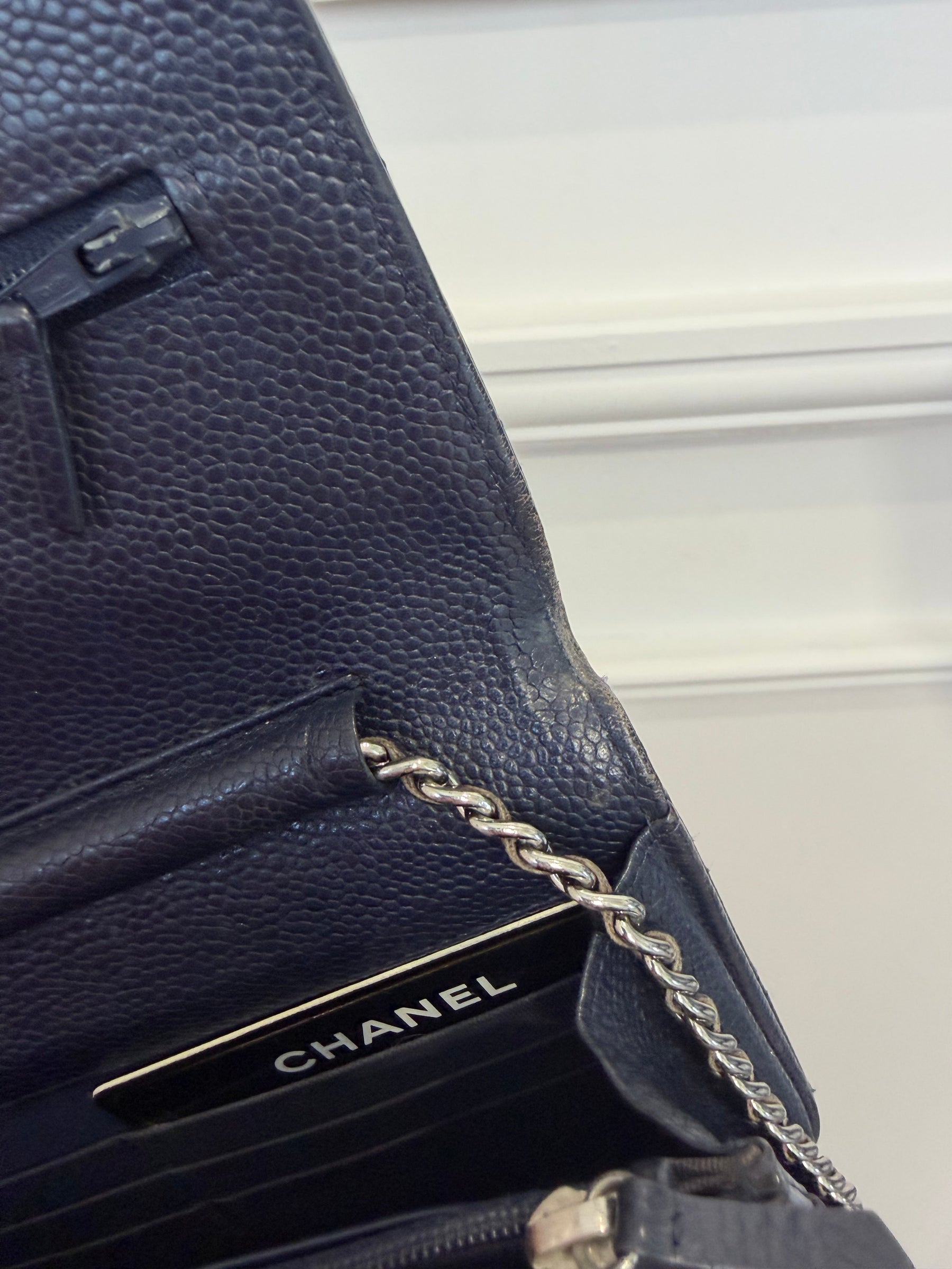 Chanel Navy Caviar Leather Wallet on Chain