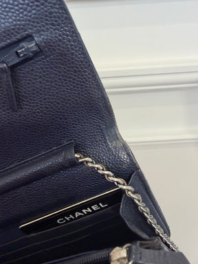 Chanel Navy Caviar Leather Wallet on Chain