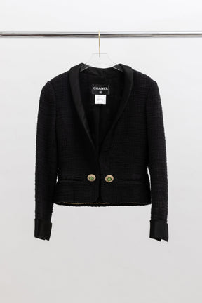 Chanel Black Tweed Paris-Bombay Smoking Jacket, 34 FR