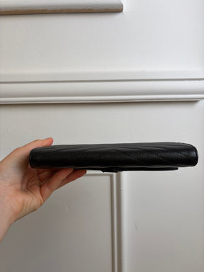 YSL Chevron Flap Wallet in Black