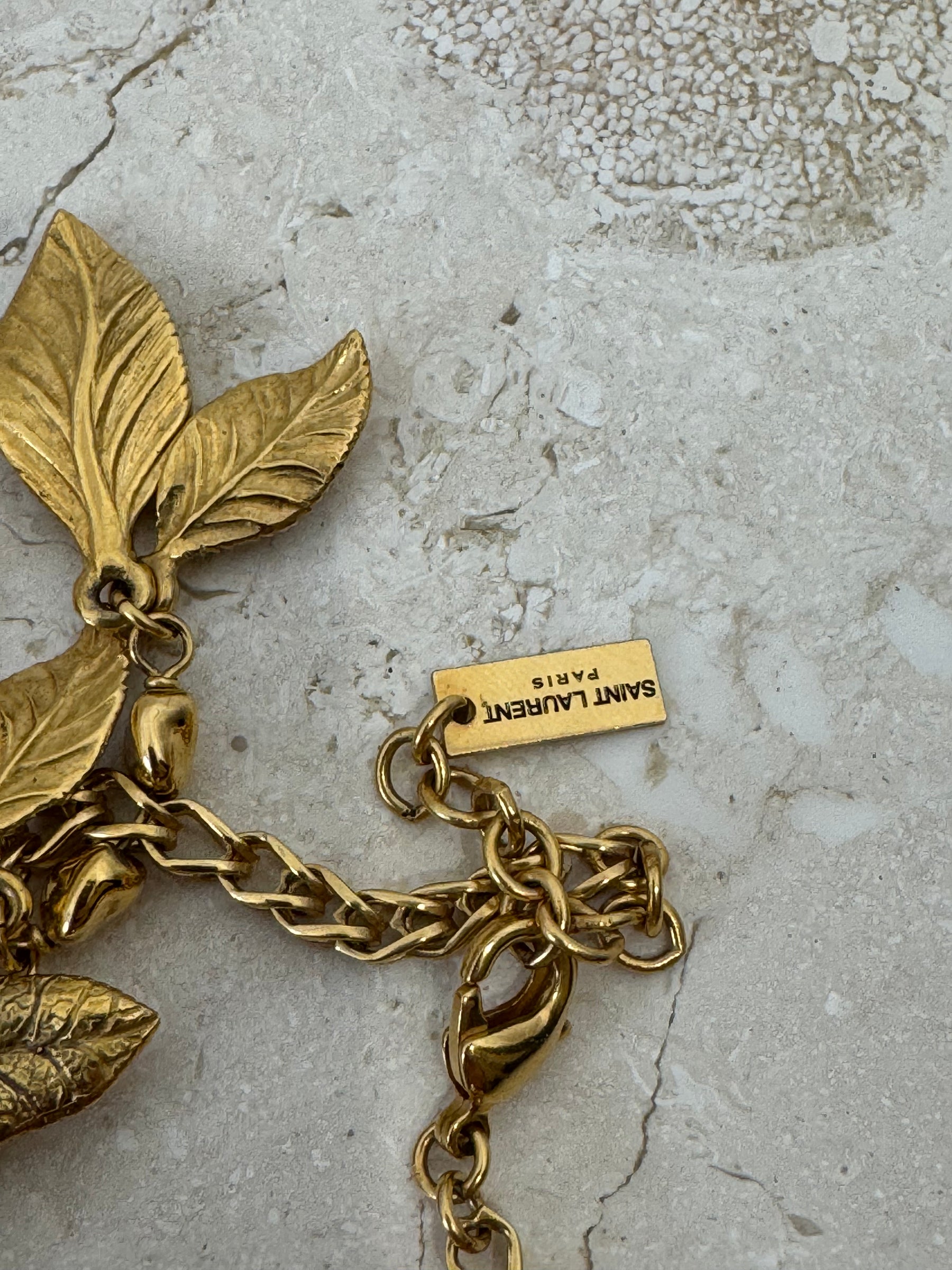 Saint Laurent Leaves Charm Bracelet Gold Tone, Small