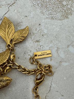 Saint Laurent Leaves Charm Bracelet Gold Tone, Small
