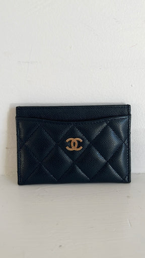 Chanel Navy Caviar Leather Card Holder