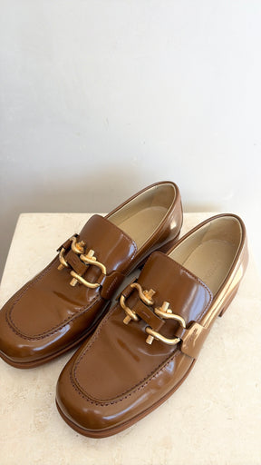 Bottega Veneta Tan Smooth Leather Madame Loafer, 37