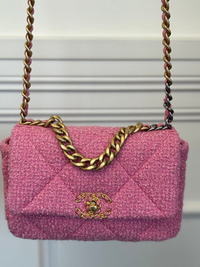 Chanel Pink Tweed Boucle 19 Bag