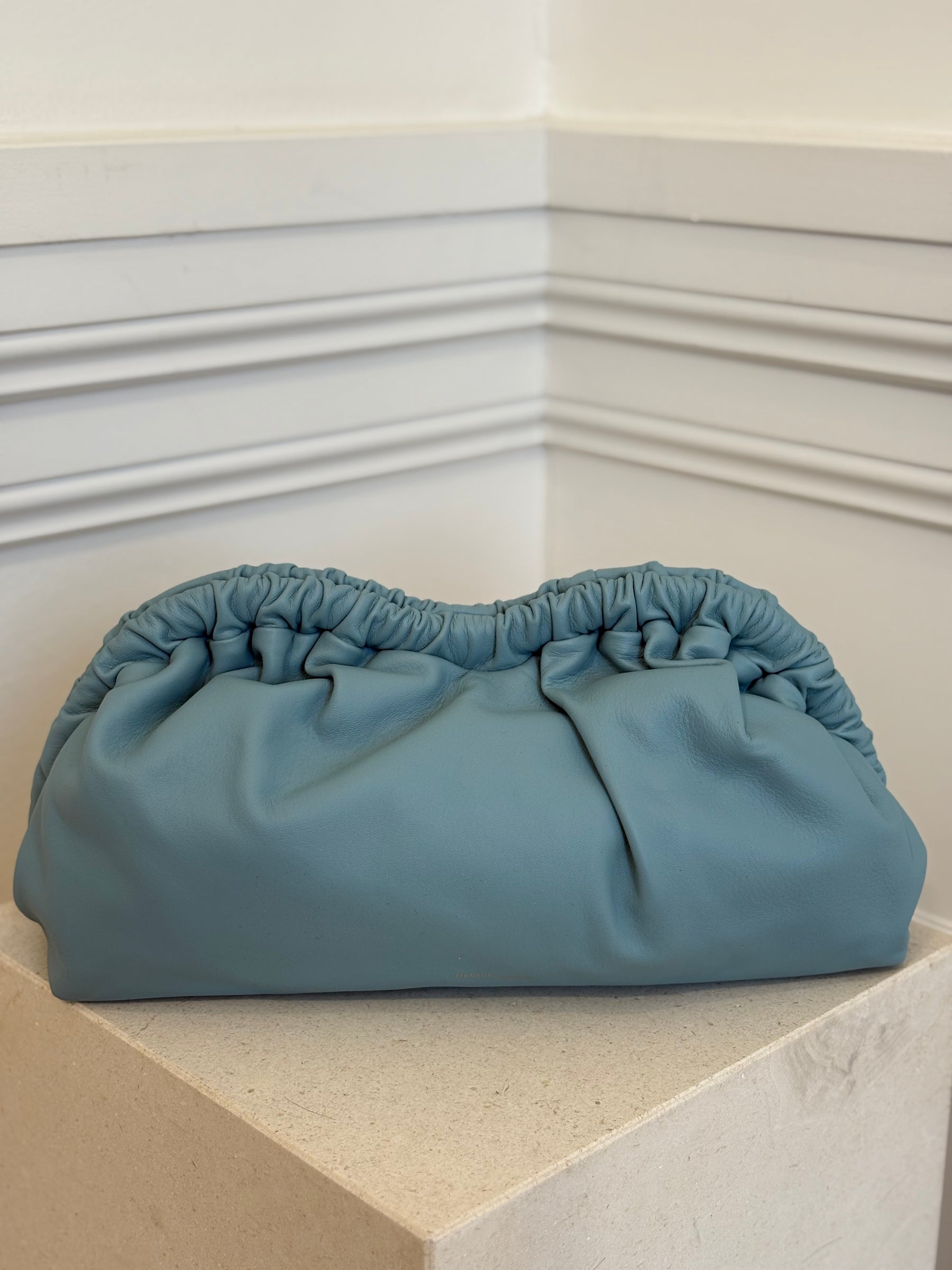 Mansur Gavriel Blue Leather Oversized Cloud Clutch