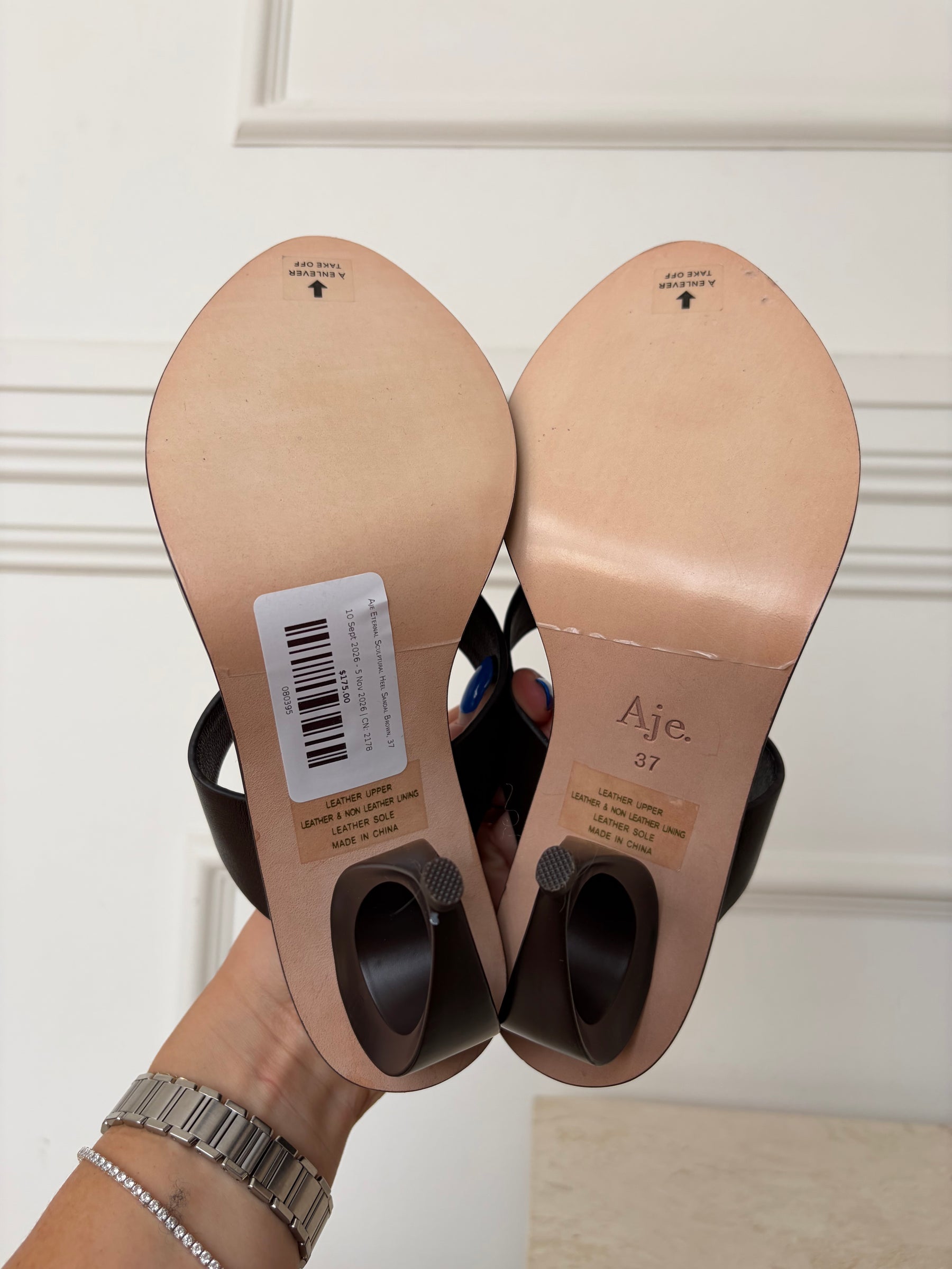 Aje Eternal Sculptural Heel Sandal Brown, 37
