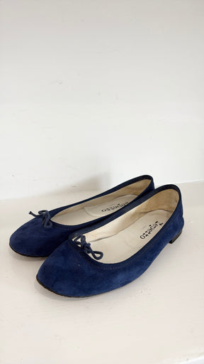 Repetto Navy Suede Ballet Flats, 36