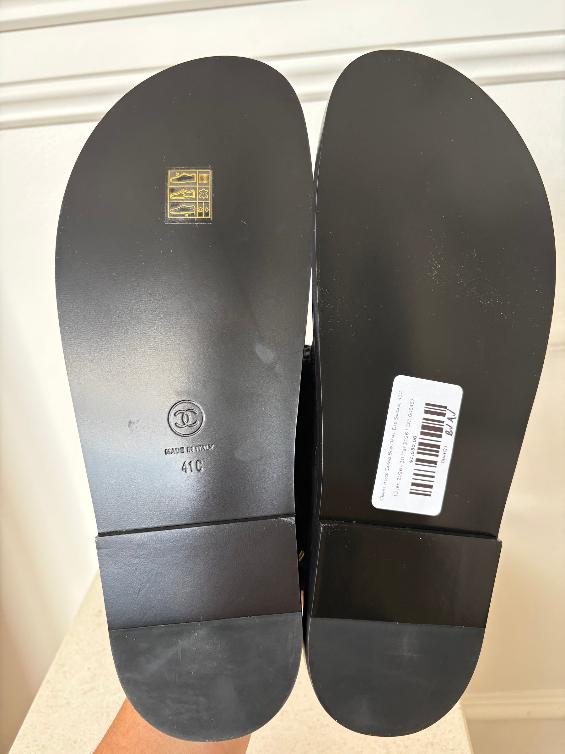 Chanel Black Canvas Bow Detail Dad Sandals, 41C