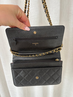 Chanel Wallet On A Chain Gold Harware In Black Caviar