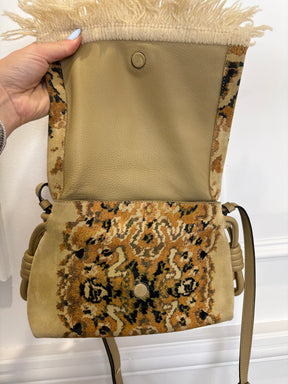 Loewe Tapestry Print Suede Fringed Flamenco Bag