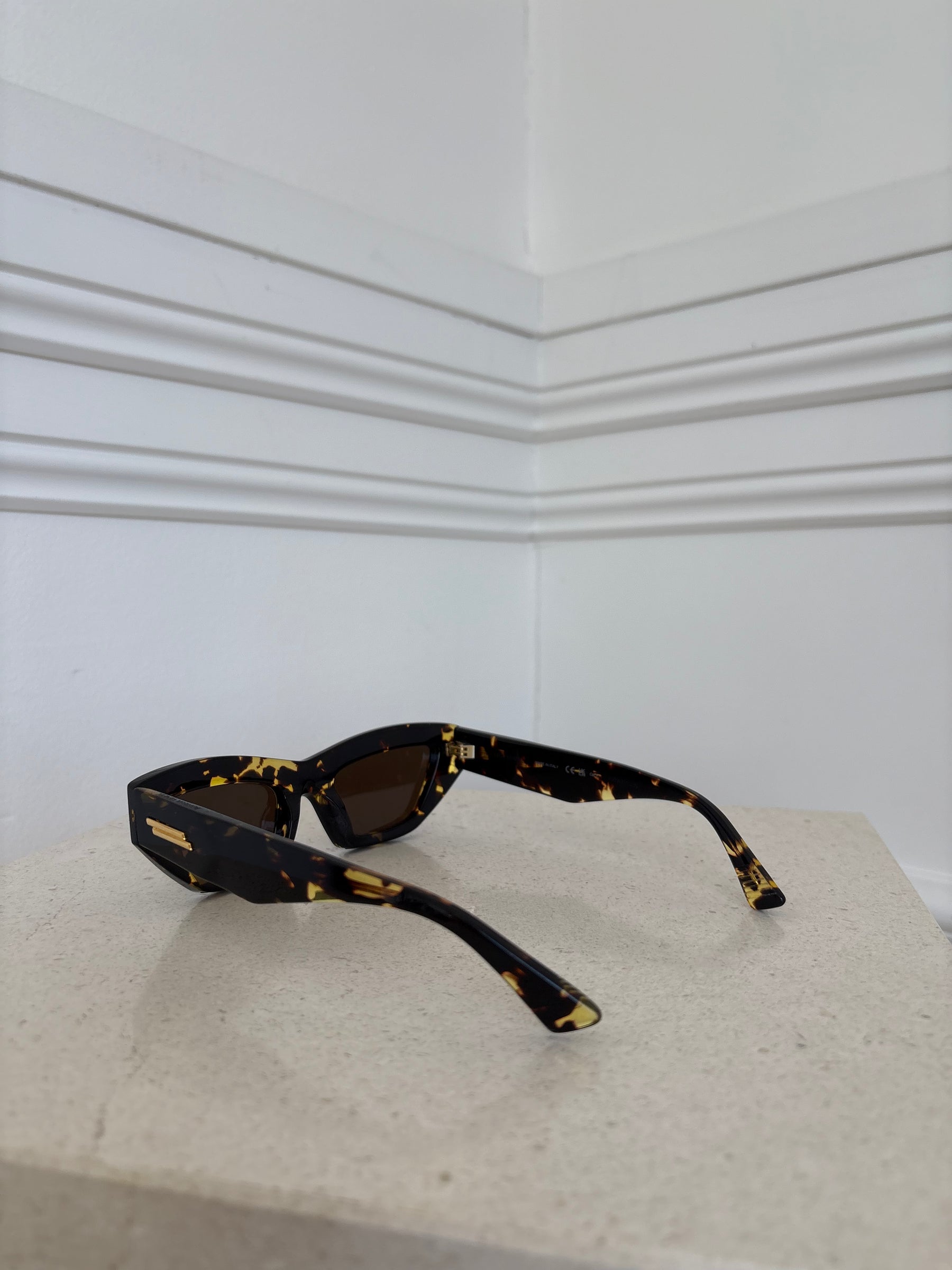 Bottega Veneta Dark Tortoiseshell Cat Eye Sunglasses
