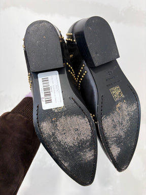 Anine Bing Black Leather and Suede Gold Studded Boots, 40