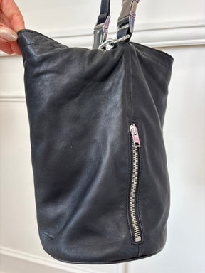Alexander Wang Black Leather Slouchy Bucket Bag with Chain