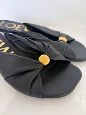 Loewe Black Leather Dot Heeled Mules, 36