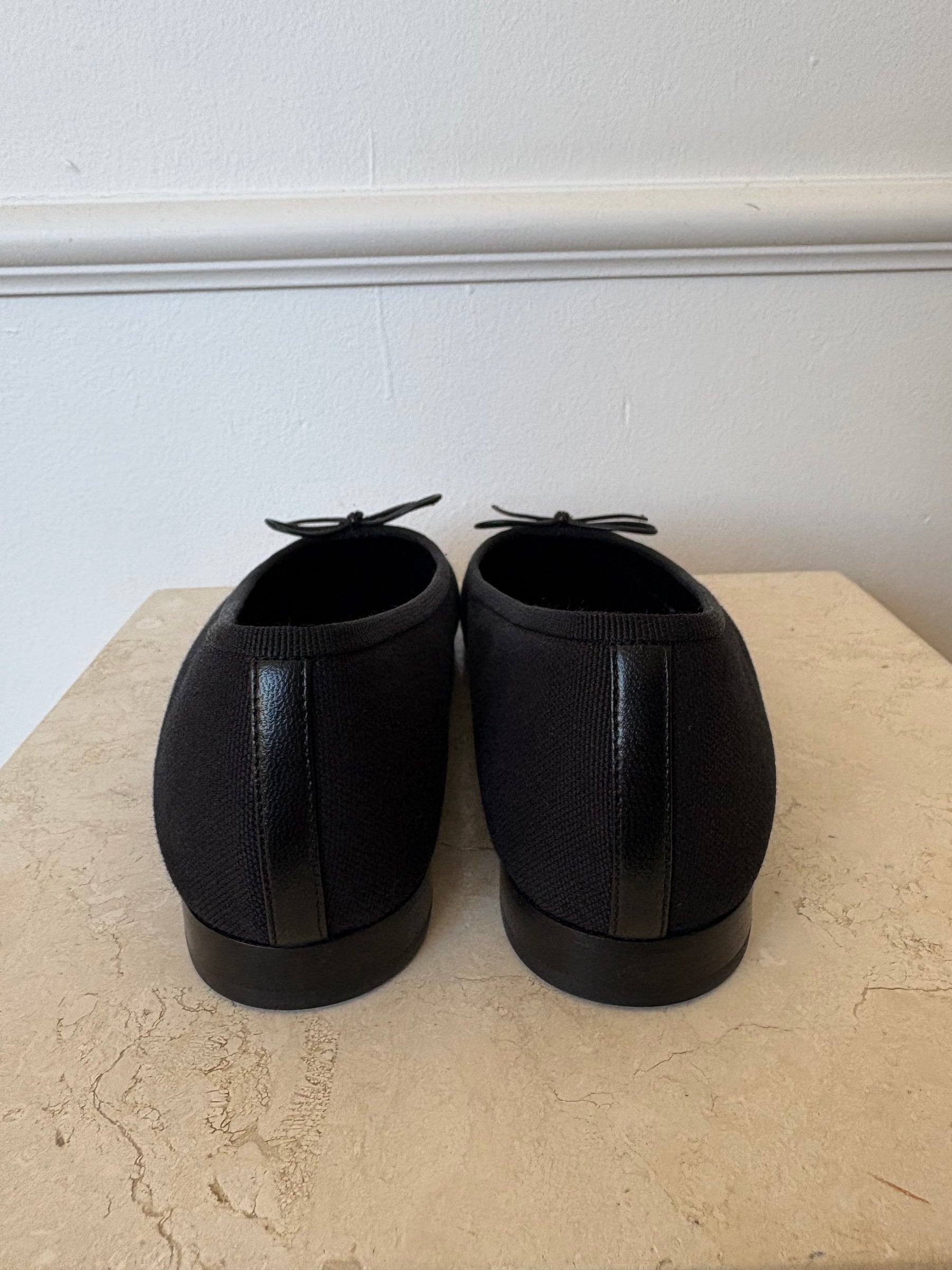 Chanel Black Leather and Canvas Ballet Flats, 38C