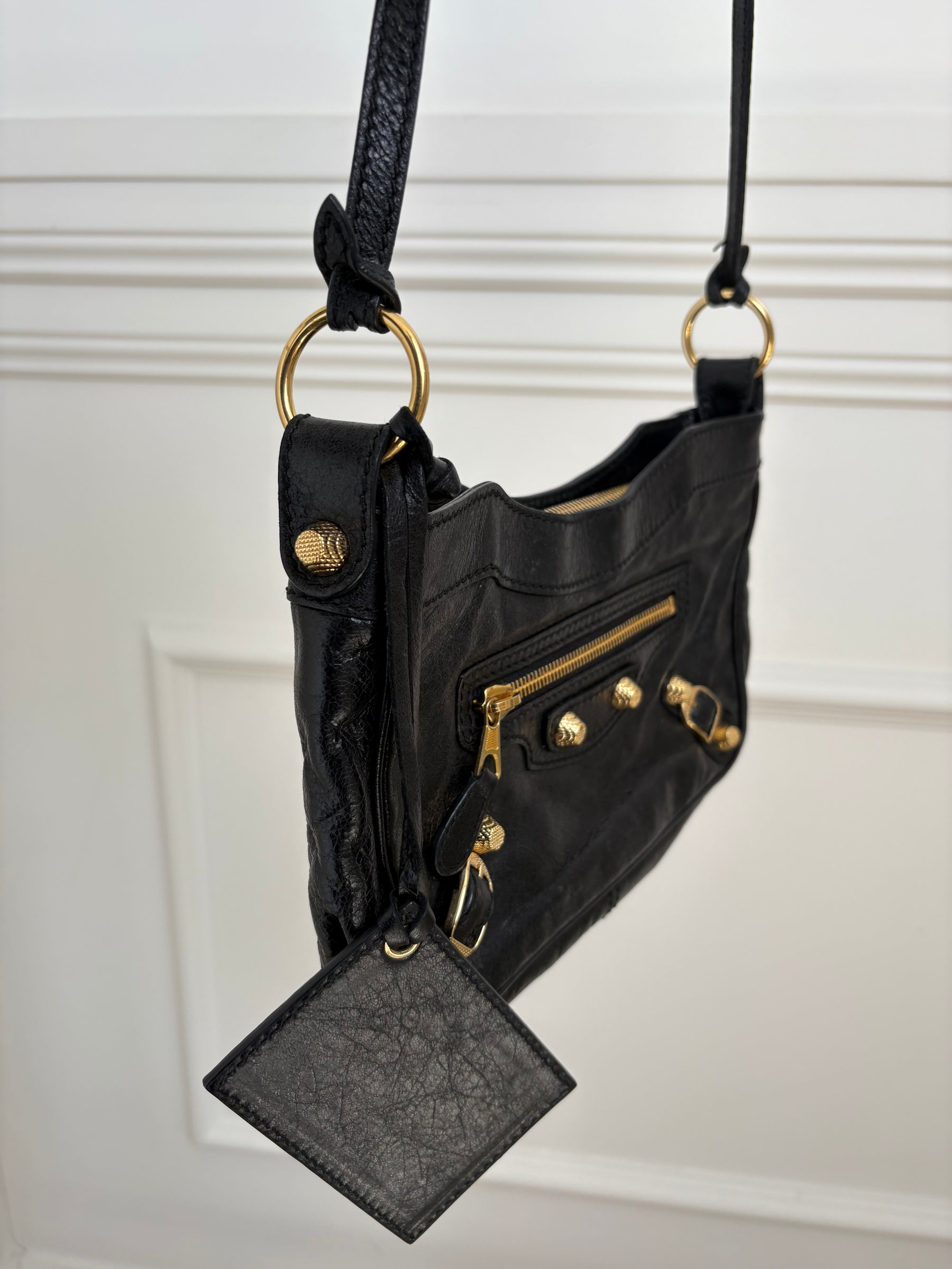 Balenciaga Black Leather City Crossbody Pouch Bag