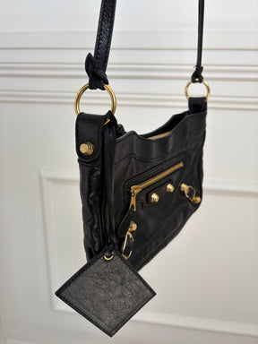 Balenciaga Black Leather City Crossbody Pouch Bag