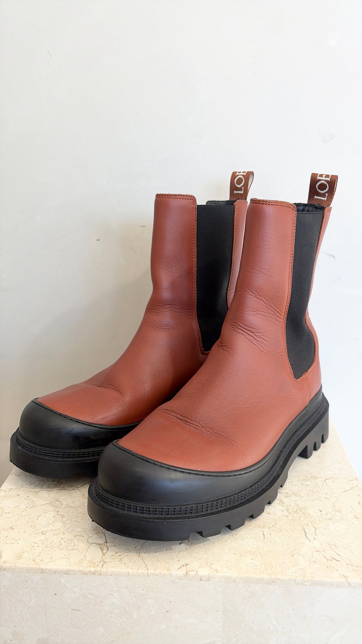 LOEWE Blaze Tan Leather chelsea Boots, 39