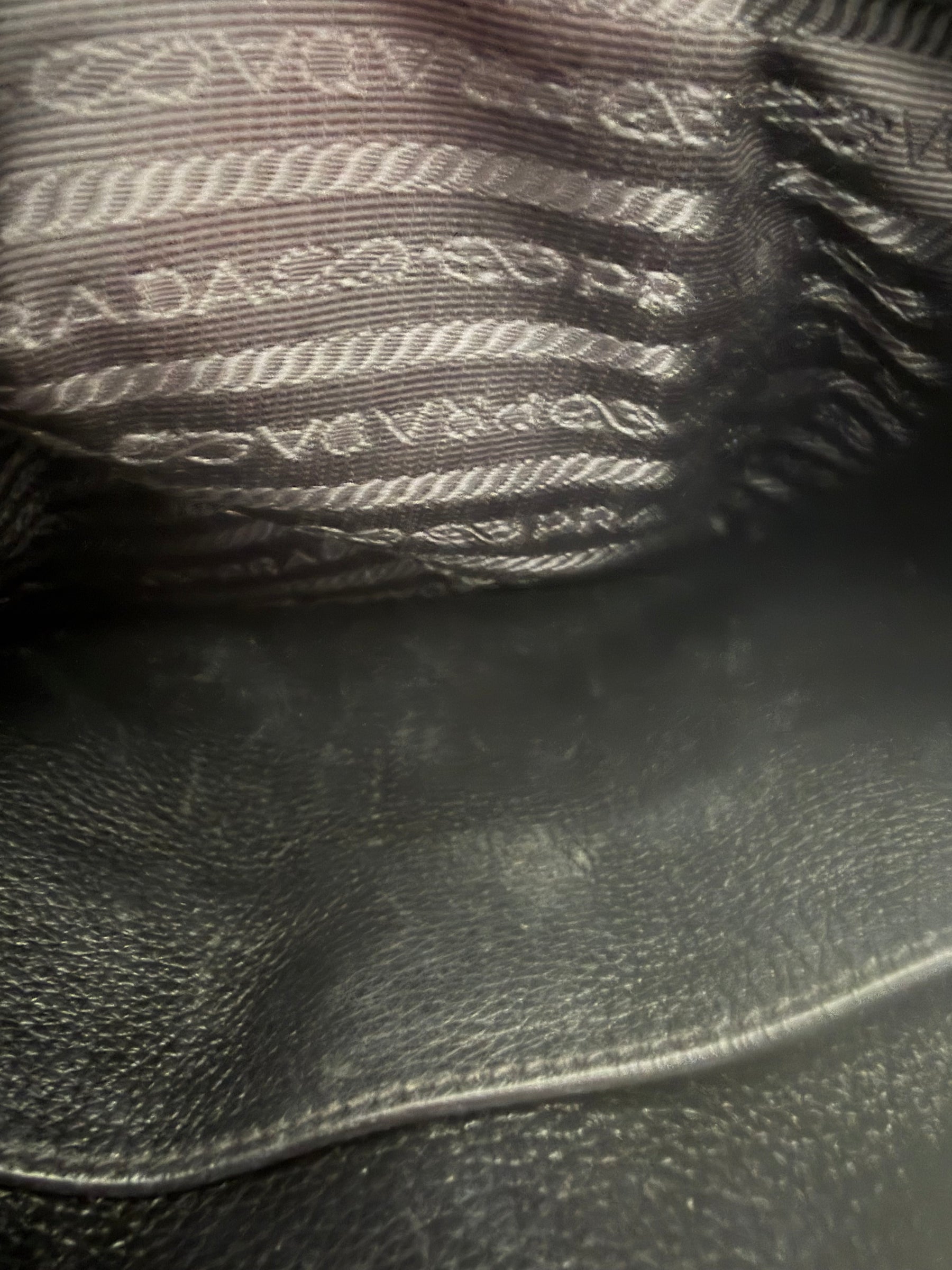 Prada Grained Leather Bag With Webbing Crossbody Strap
