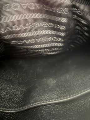 Prada Grained Leather Bag With Webbing Crossbody Strap
