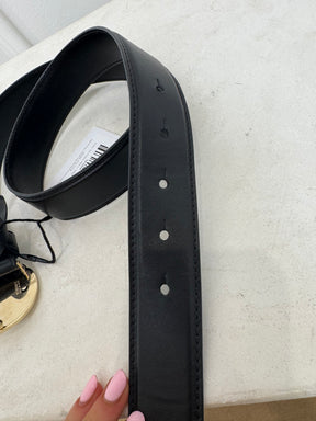 Versace Leather Medusa With Round Medusa Disc Black Gold, 85/34
