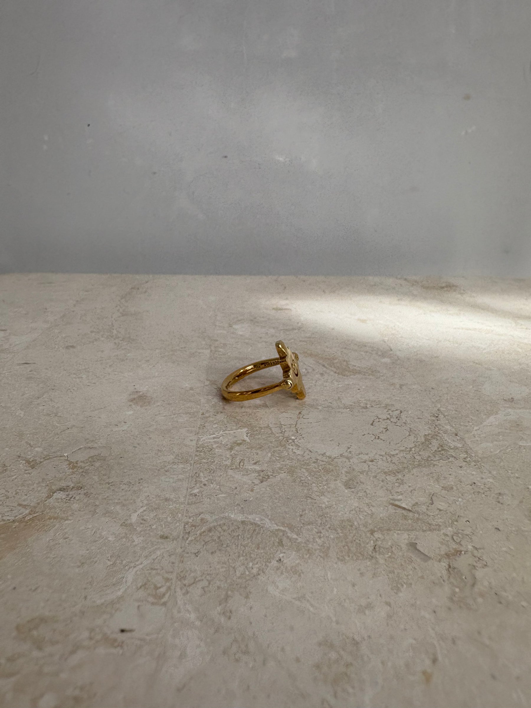 Lucy Folk Gold Tone Motif Ring, M