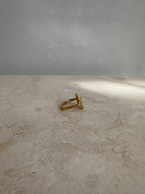 Lucy Folk Gold Tone Motif Ring, M