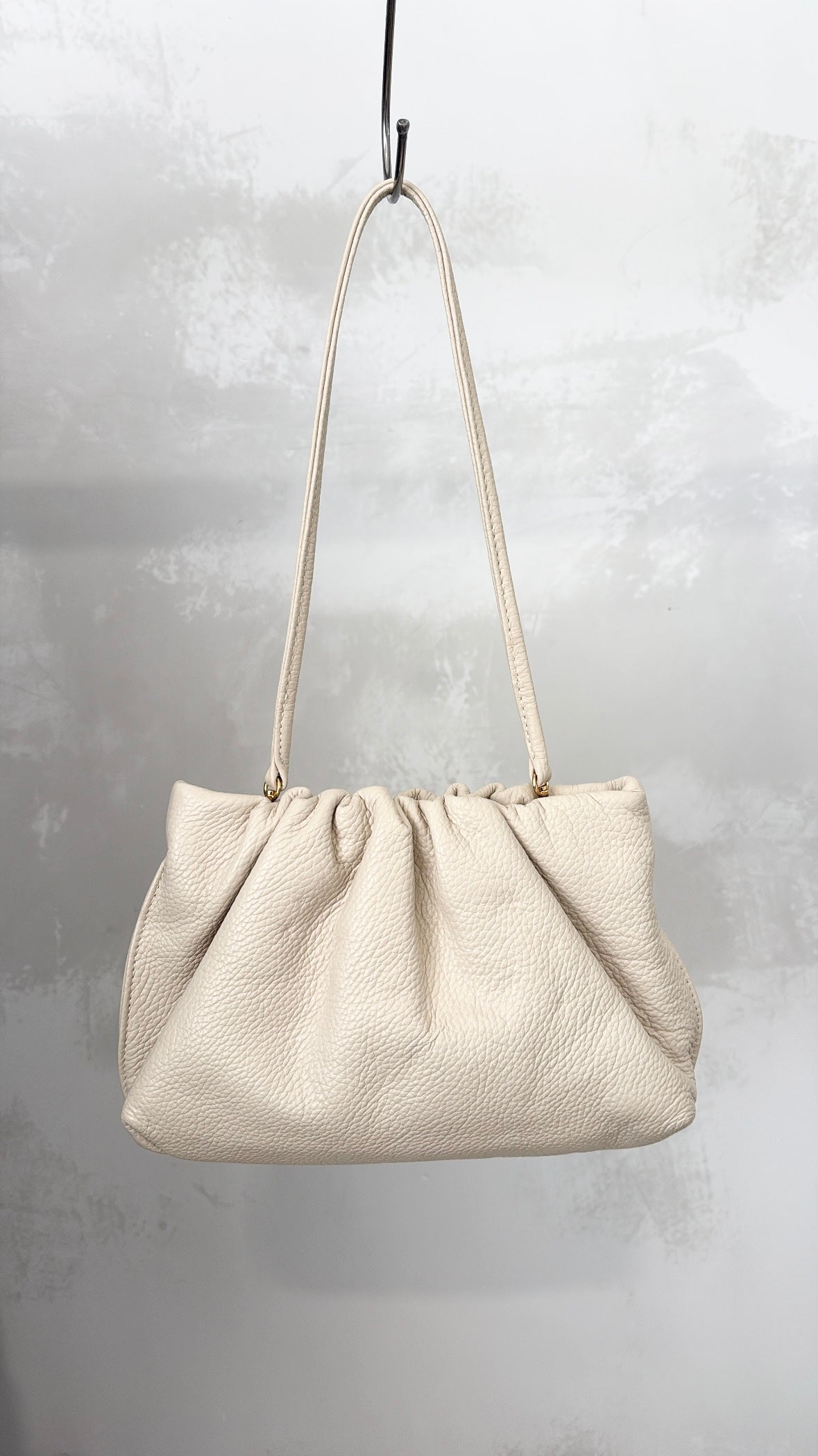 A-ESQUE Cream Leather Pouch Shoulder Bag