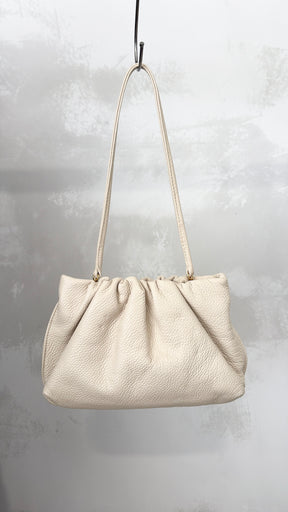 A-ESQUE Cream Leather Pouch Shoulder Bag