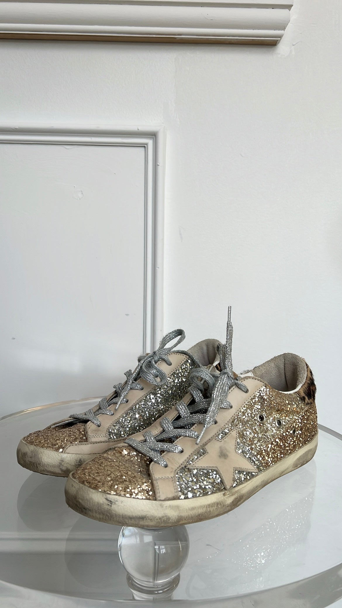 Golden Goose Super Star Glinter Sneakers Leopard Detail, 41