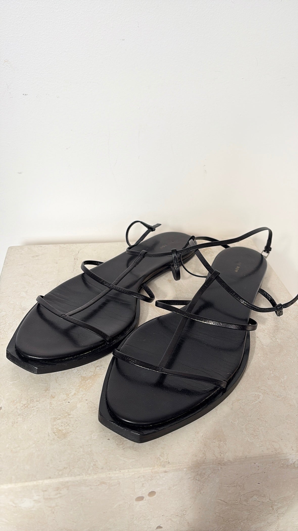 The Row Black Strappy Sandals, 39