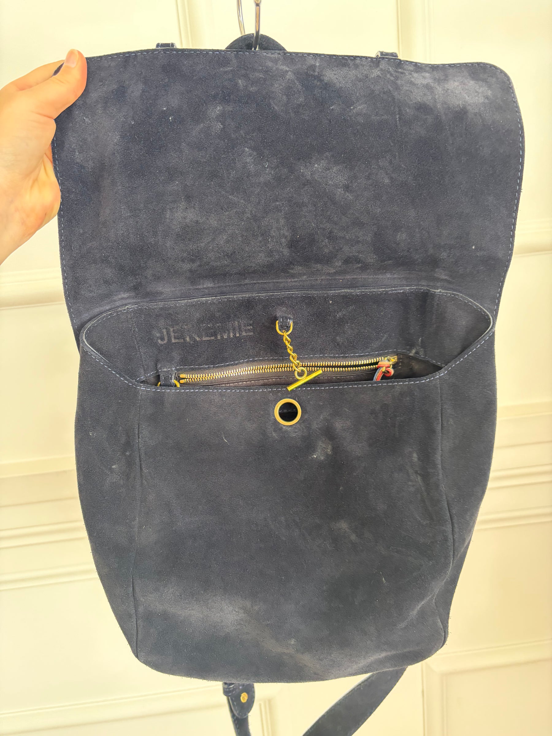 Jerome Dreyfuss Navy Suede Satchel Bag