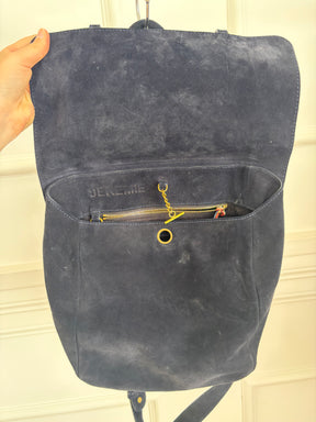 Jerome Dreyfuss Navy Suede Satchel Bag