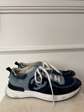 Chanel Denim Blue CC Sneakers, 41