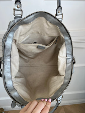 Gucci Silver Monogram Shoulder Bag