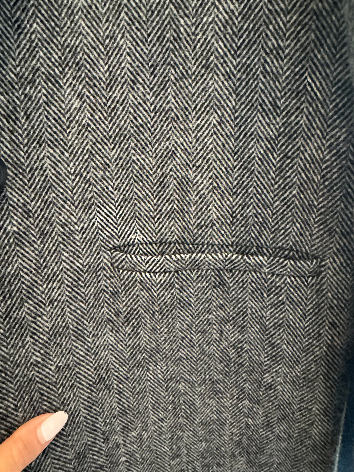 Friends With Frank Heringbone Coat Black Grey, S